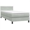 vidaXL Boxspring met matras en LED fluweel lichtgrijs 90x210 cm