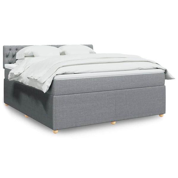 vidaXL Boxspring met matras stof lichtgrijs 180x200 cm