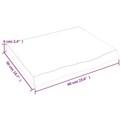 vidaXL Tafelblad 60x50x(2-6) cm onbehandeld massief eikenhout