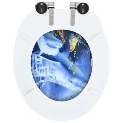Blauw maat Archeologie vidaXL Toiletbril met soft-close deksel dolfijn MDF online kopen | vidaXL.be