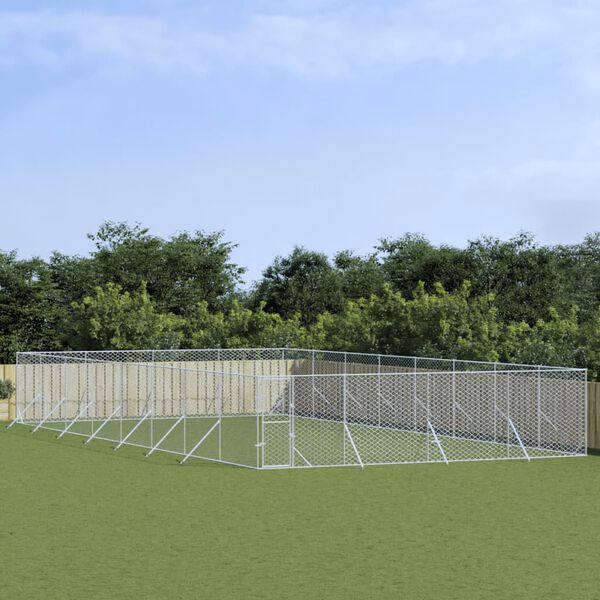 vidaXL Hondenkennel voor buiten 8x16x2 m gegalvaniseerd staal zilver