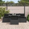 vidaXL Tuin Sofa Set met kussen 5 pcs Zwart Poly riet