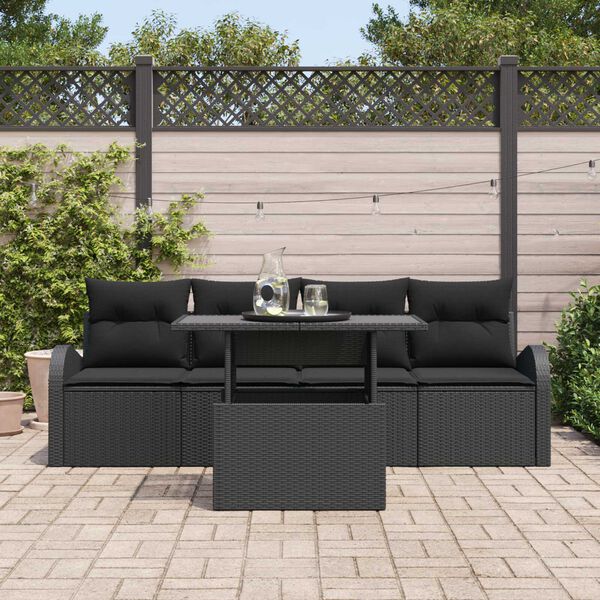vidaXL Tuin Sofa Set met kussen 5 pcs Zwart Poly riet