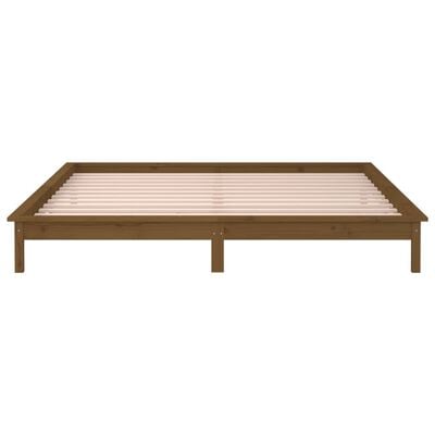 vidaXL Bedframe LED massief hout honingbruin 200x200 cm