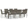 vidaXL 9-delige Tuinset met kussens poly rattan grijs