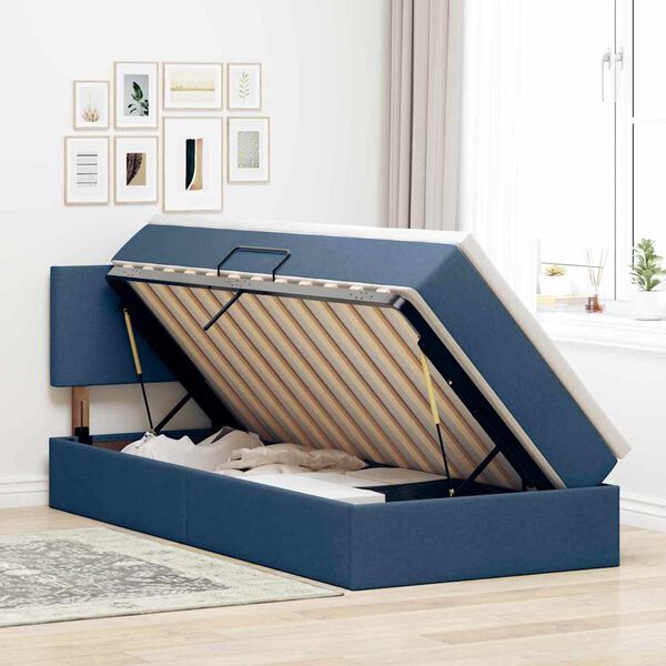 vidaXL Opbergbed met matras met matras Blauw 90 x 200 cm Bewerkt hout