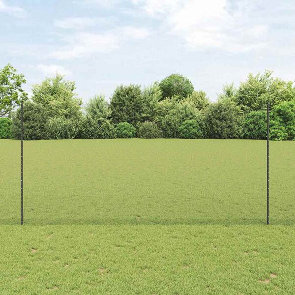 vidaXL Hek met Paal Grijs 1,6 x 25 m Staal en PVC