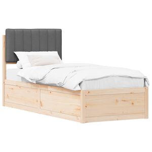 vidaXL Bedframe met Gevoerd Hoofdgedeelte Donkergrijs 80 x 200 cm