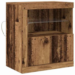 vidaXL LED Sideboard Bruin 60,5 x 37 x 67 cm Bewerkt hout