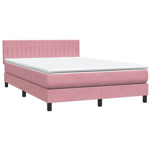 vidaXL Boxspring met matras fluweel roze 140x220 cm