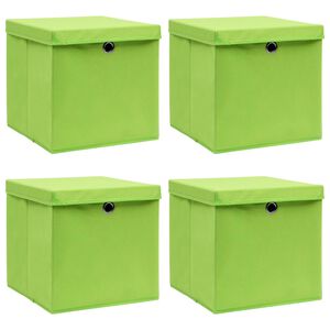 vidaXL Opbergboxen met deksel 4 st 32x32x32 cm stof groen