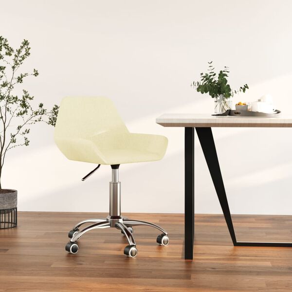 vidaXL Kantoorstoel draaibaar stof cr&egrave;mekleurig