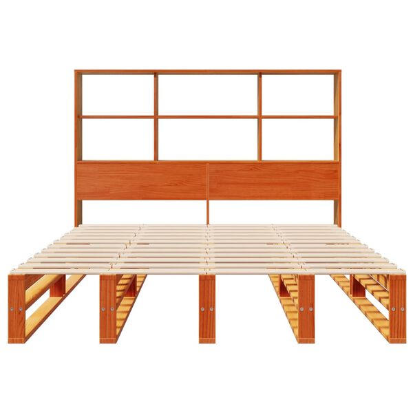 vidaXL Bed met boekenkast zonder matras hout wasbruin 150x200 cm