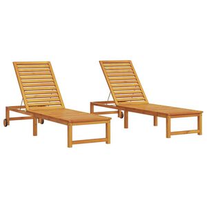 vidaXL Ligstoel 2 pcs Bruin 202 x 53 x 89 cm Massief Acaciahout
