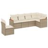 vidaXL 6-delige Loungeset met kussens poly rattan beige