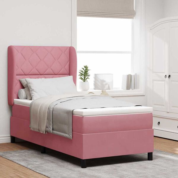 vidaXL Boxspringbed met matras Roze 200 x 100 cm Polyester