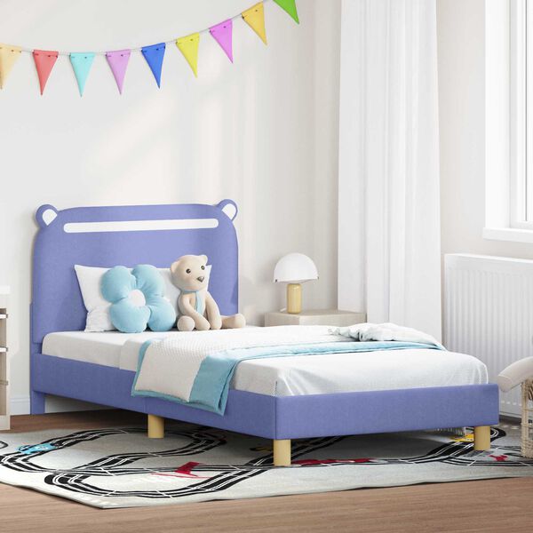 vidaXL Bedframe voor kinderen met hoofdbord Jeans Blauw 90 x 190 cm