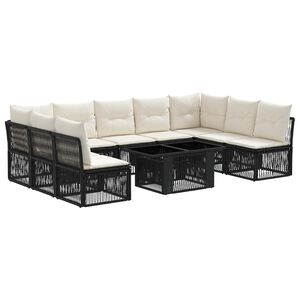 vidaXL Tuinbankenset 10 st Zwart poly rattan