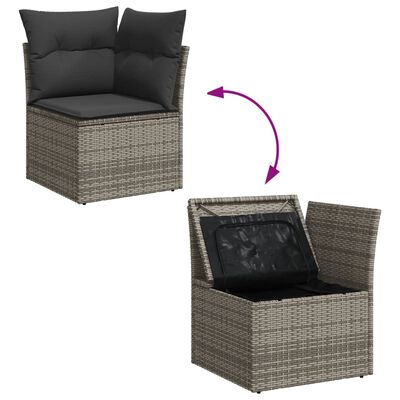 vidaXL 4-delige Loungeset met kussens poly rattan grijs