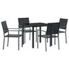 vidaXL Tuin eettafelset 5 pcs Zwart PE Rattan
