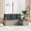 vidaXL Tuin Sofa Set met kussen met opslag 4 pcs Lichtgrijs Poly riet