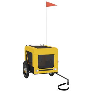 vidaXL Hondenfietstrailer oxford stof en ijzer geel en zwart