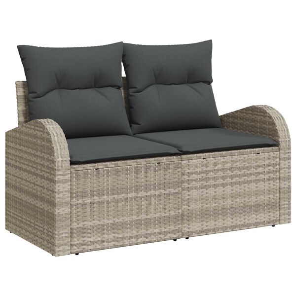vidaXL Tuin Sofa Set met kussen 7 pcs Lichtgrijs Poly Rattan