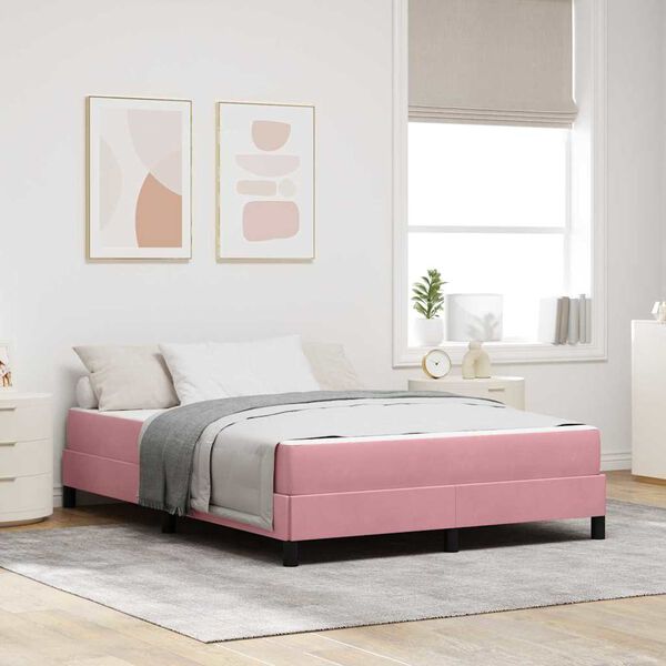 vidaXL Boxspringbed met matras Roze 160 x 200 cm Stof
