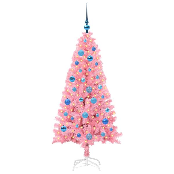vidaXL Kerstboom met 150 LED met standaard Roze 150 cm PVC