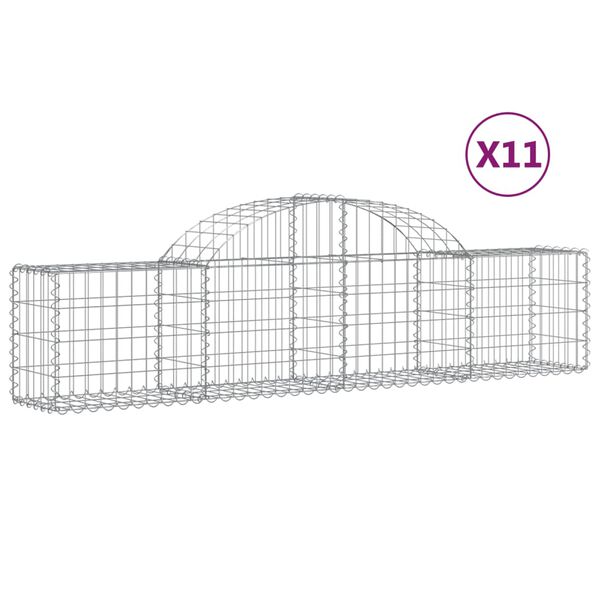 vidaXL Schanskorven 11 st gewelfd 200x30x40/60 cm gegalvaniseerd ijzer