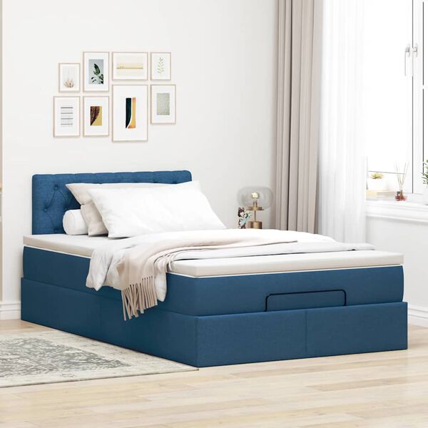 vidaXL Bed met matras 120x200 cm stof blauw