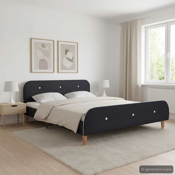 vidaXL Bedframe zonder matras stof donkergrijs 135x190 cm