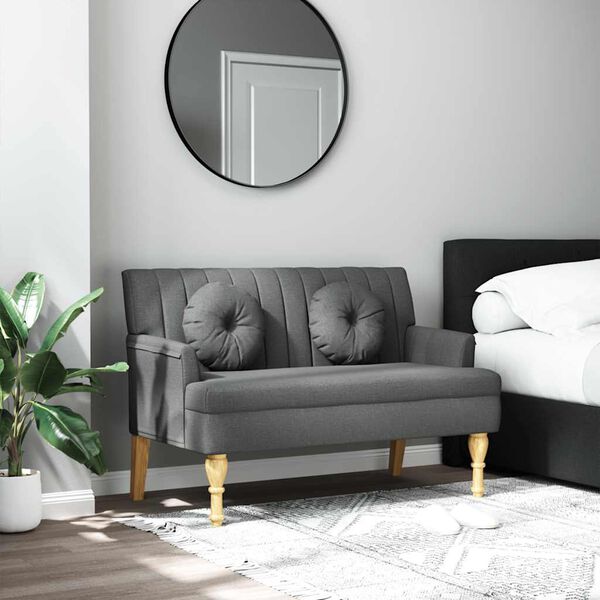 vidaXL Bankje met kussens 113x64,5x75,5 cm stof donkergrijs