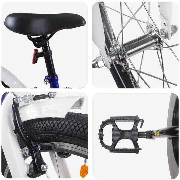 vidaXL Kinderfiets 24 Inch voor 8-12 jaar oud Blauw Wit