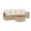 vidaXL 5-delige Loungeset met kussens poly rattan beige