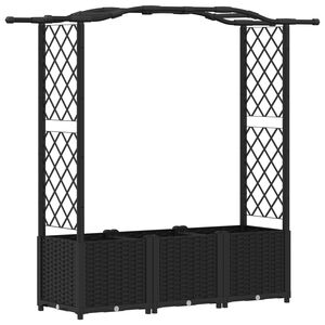 vidaXL Verhoogd Bed met Trellis en Dak Zwart 164 x 40 x 138 cm PP