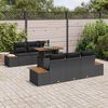 vidaXL Tuin Sofa Set met opslag 7 pcs Zwart Poly riet