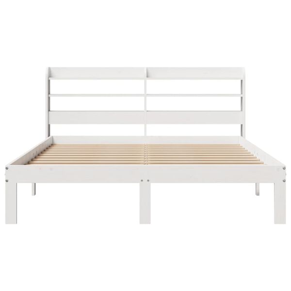 vidaXL Bedframe met hoofdbord massief grenenhout wit 150x200 cm