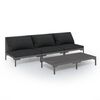 vidaXL 4-delige Loungeset met kussens poly rattan donkergrijs