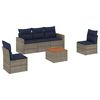 vidaXL 6-delige Loungeset met kussens poly rattan grijs