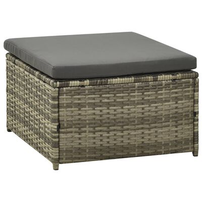 vidaXL 3-delige Loungeset met kussens poly rattan grijs