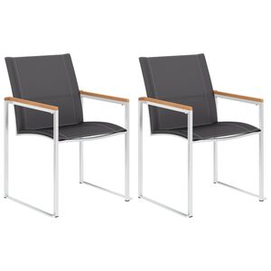 vidaXL Tuinstoelen 2 st textileen en roestvrij staal grijs