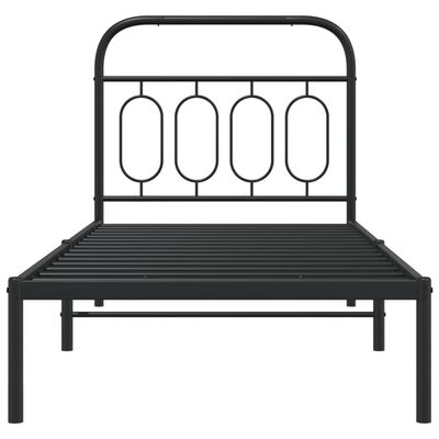 vidaXL Bedframe met hoofdbord metaal zwart 90x190 cm