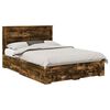 vidaXL Bedframe met lade Gerookt eiken 150 x 200 cm Bewerkt hout