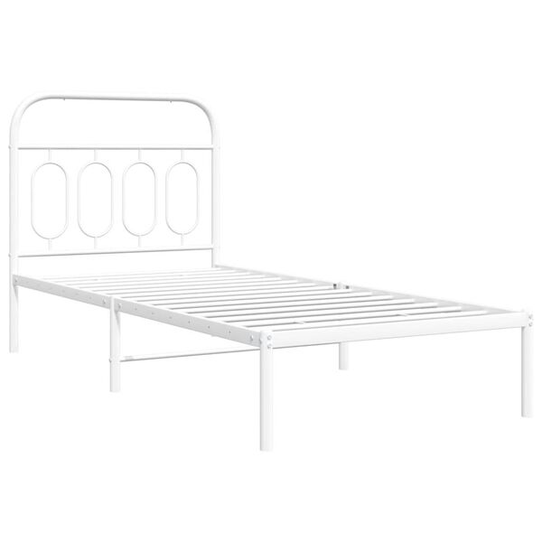 vidaXL Bedframe met hoofdbord metaal wit 90x190 cm