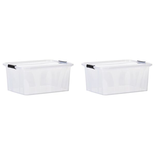 vidaXL Opbergboxen 2 st met deksels 32 L transparant