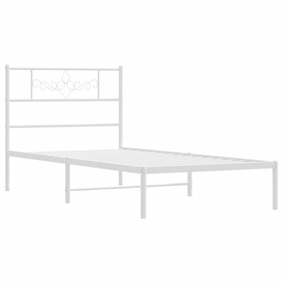 vidaXL Bedframe met hoofdbord metaal wit 100x190 cm