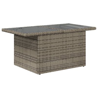 vidaXL Tuintafel met glazen blad 100x55x73 cm poly rattan grijs