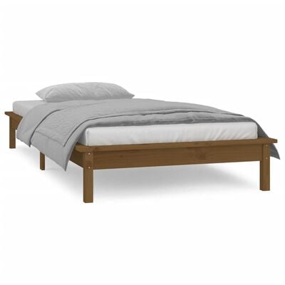 vidaXL Bedframe LED massief hout honingbruin 100x200 cm