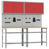 vidaXL Werkbankset met plank 8 pcs Rood en Grijs Gepoedercoat staal